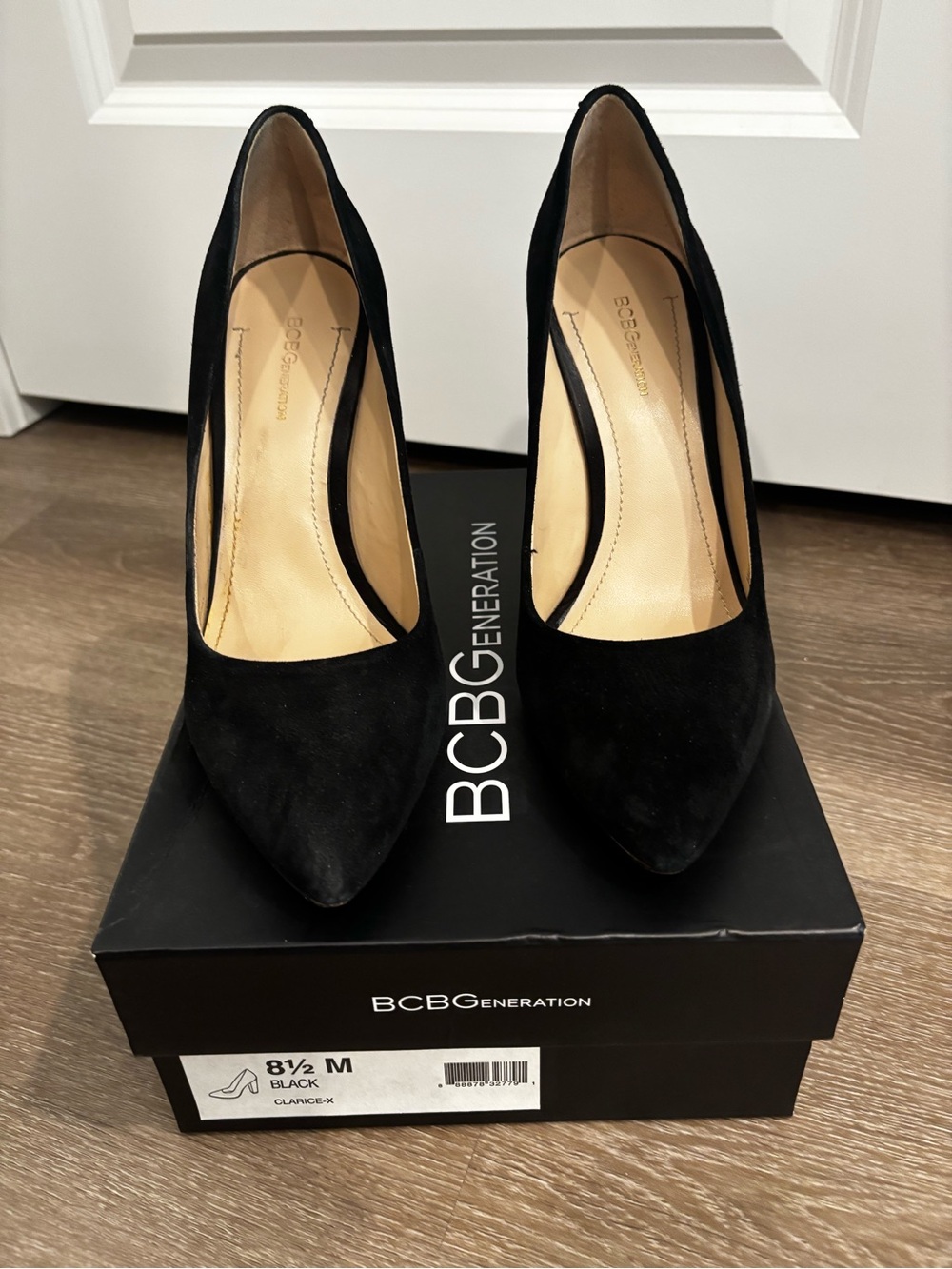 BCBGeneration Black Suede Pointed Toe Heels